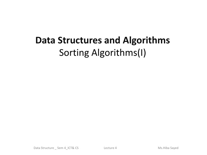 data structures and algorithms sorting algorithms