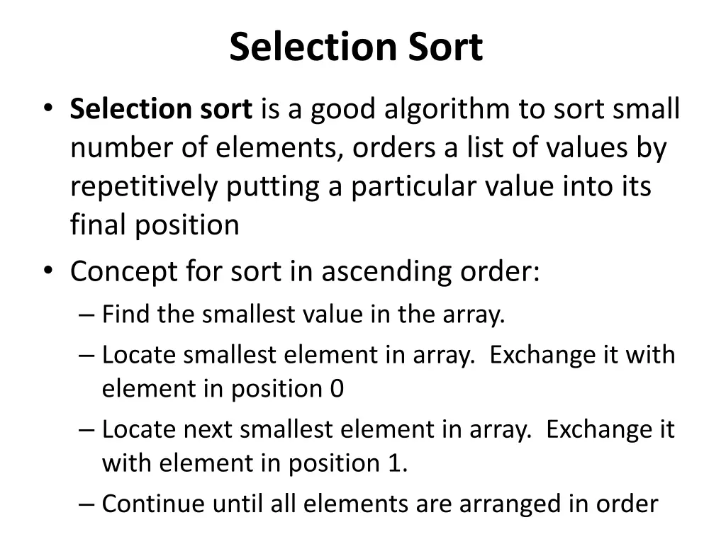 selection sort