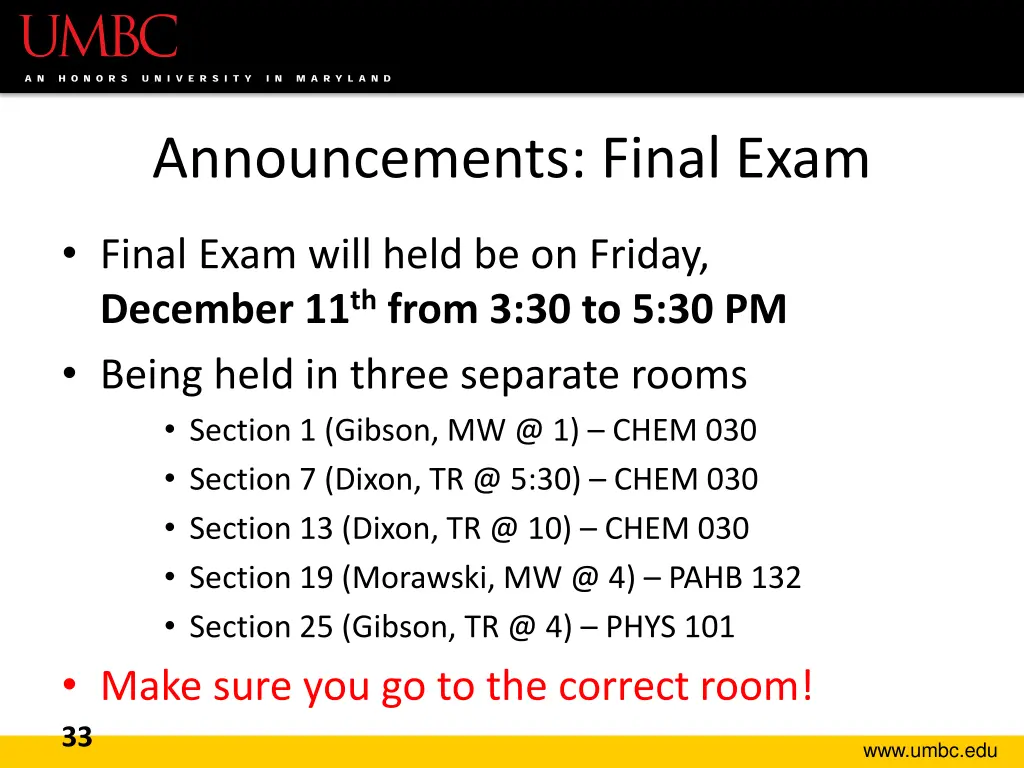 announcements final exam