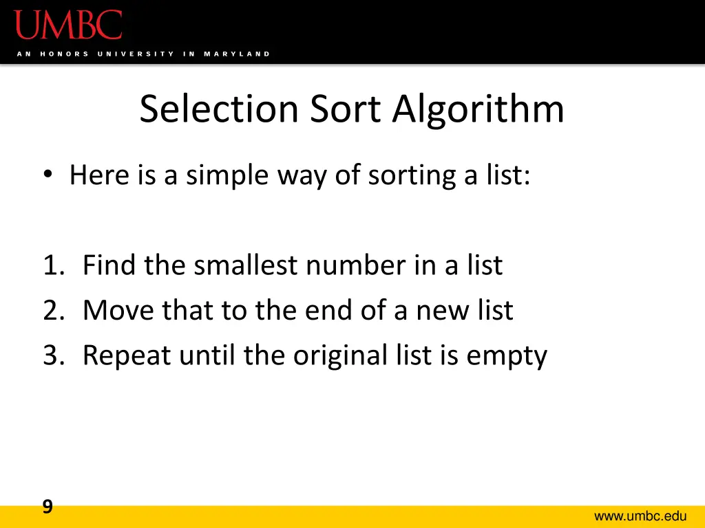 selection sort algorithm