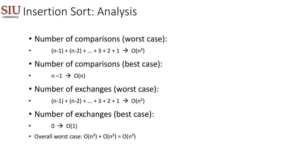 insertion sort analysis