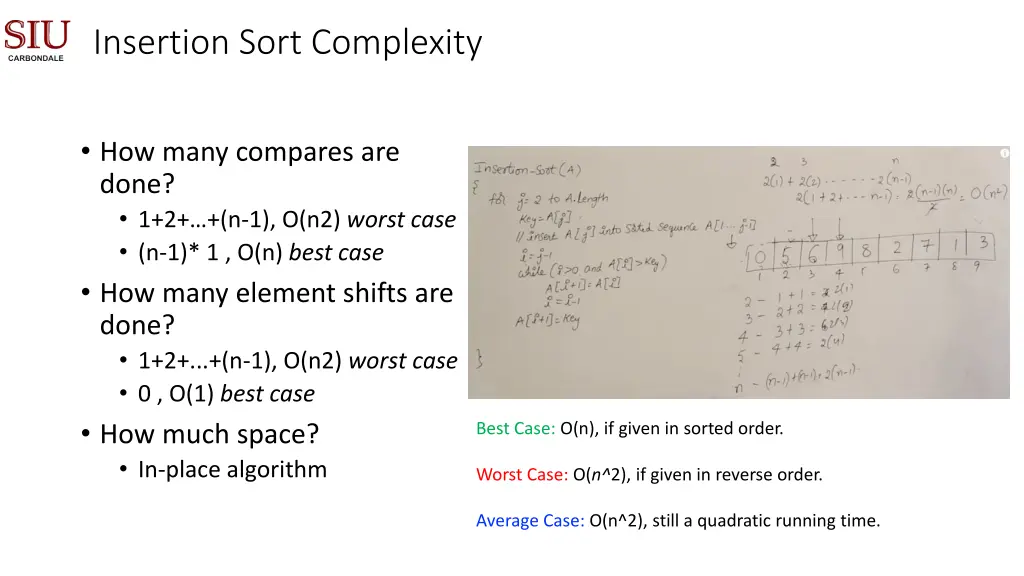 insertion sort complexity