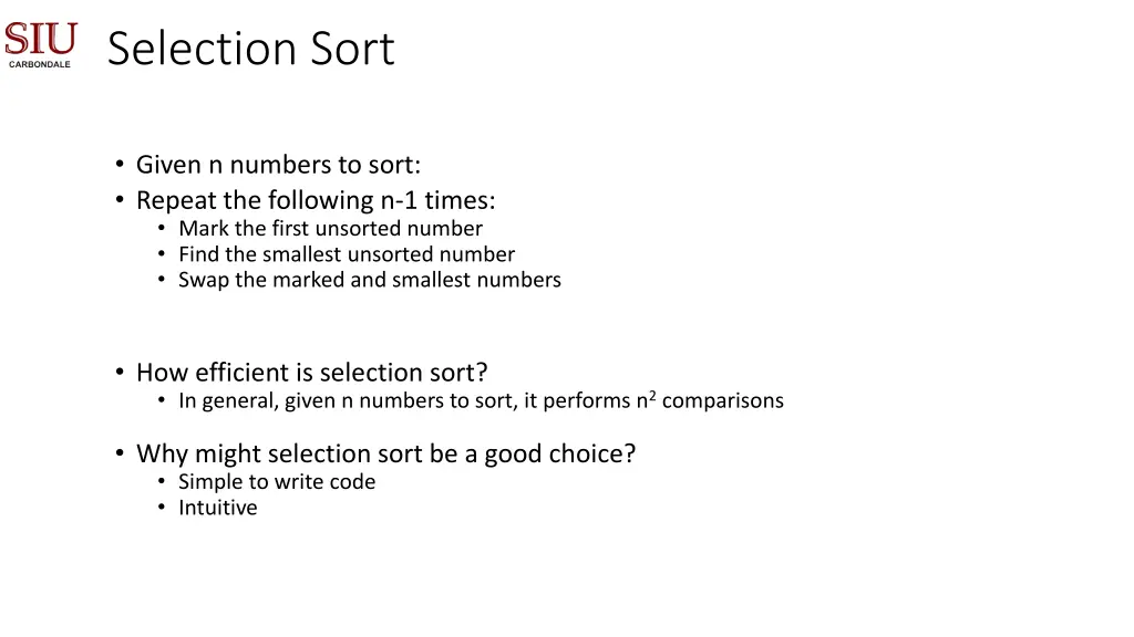 selection sort 2