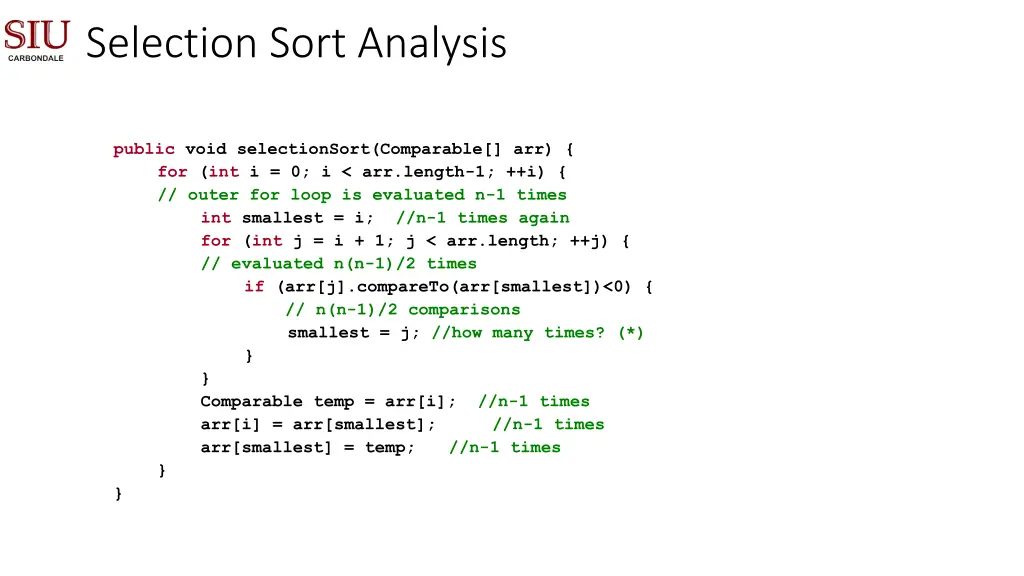 selection sort analysis 1