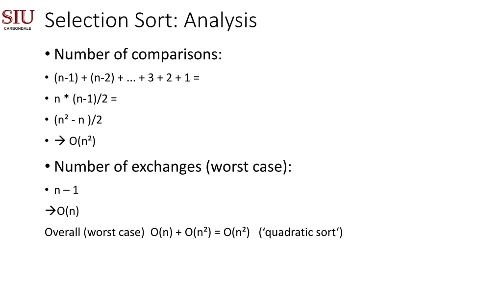 selection sort analysis