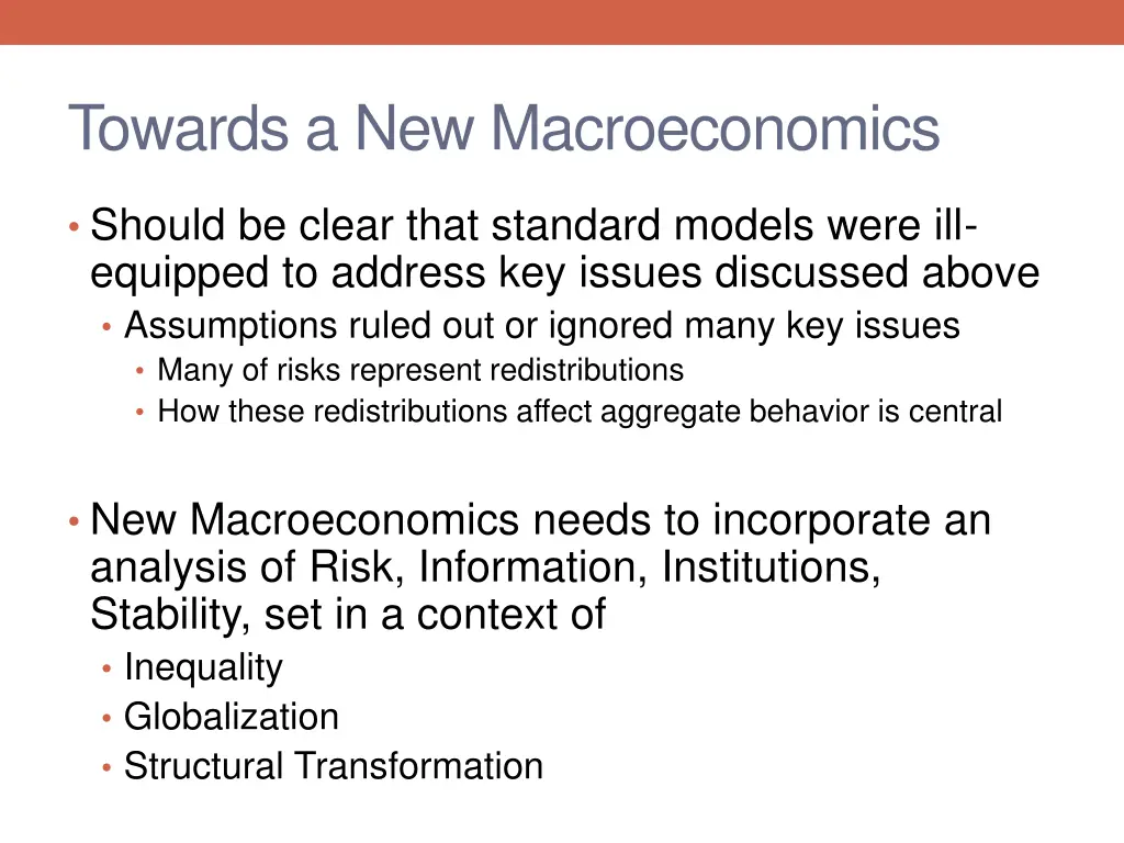 towards a new macroeconomics