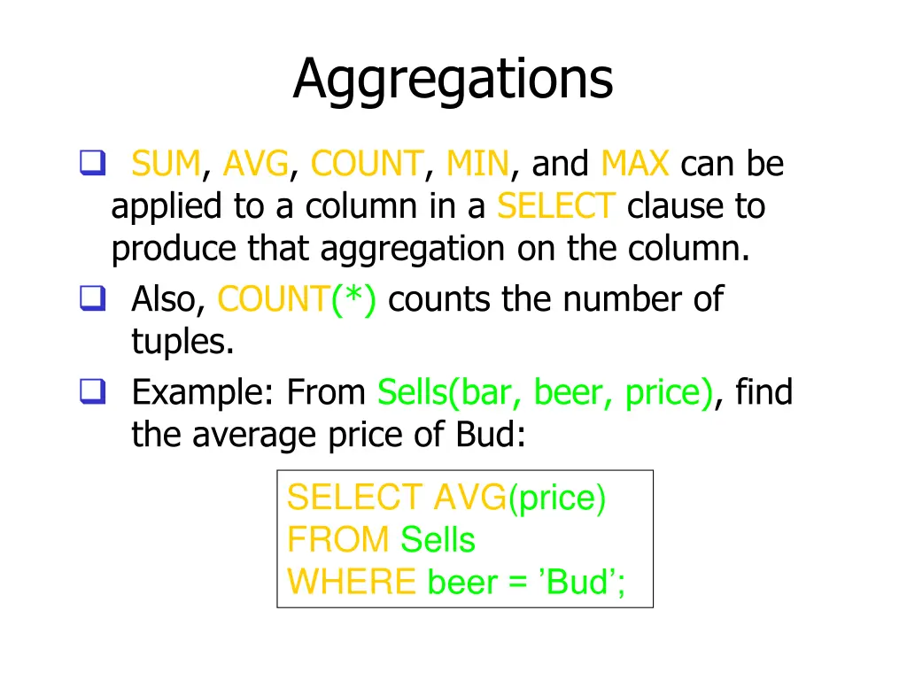 aggregations