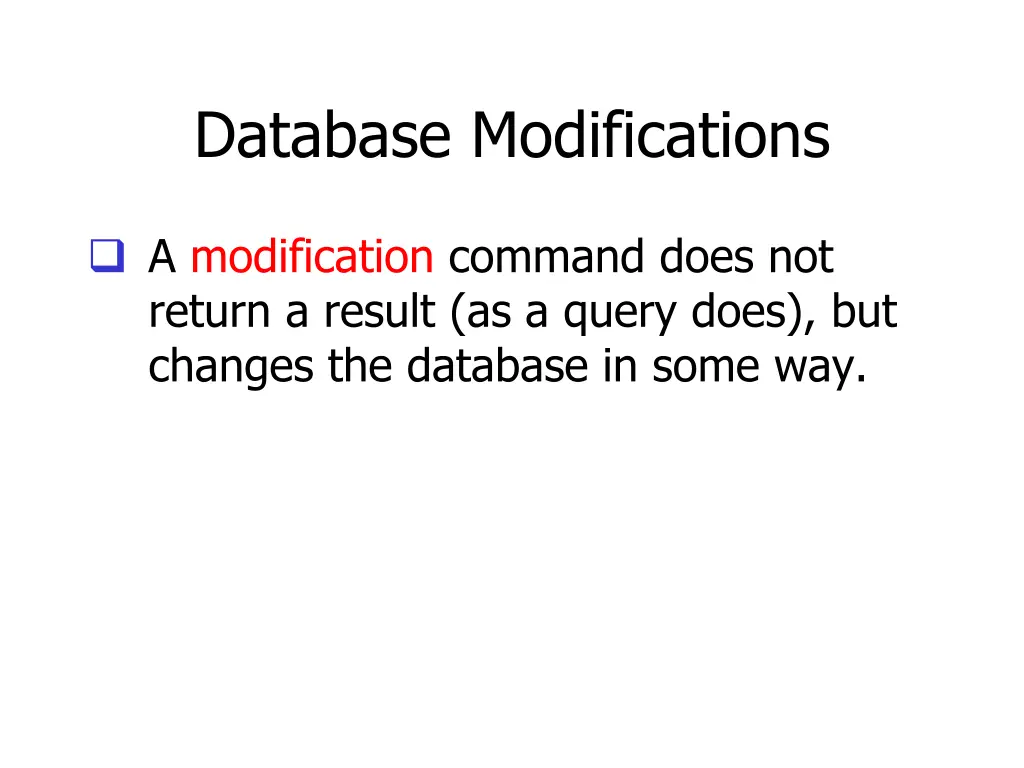 database modifications