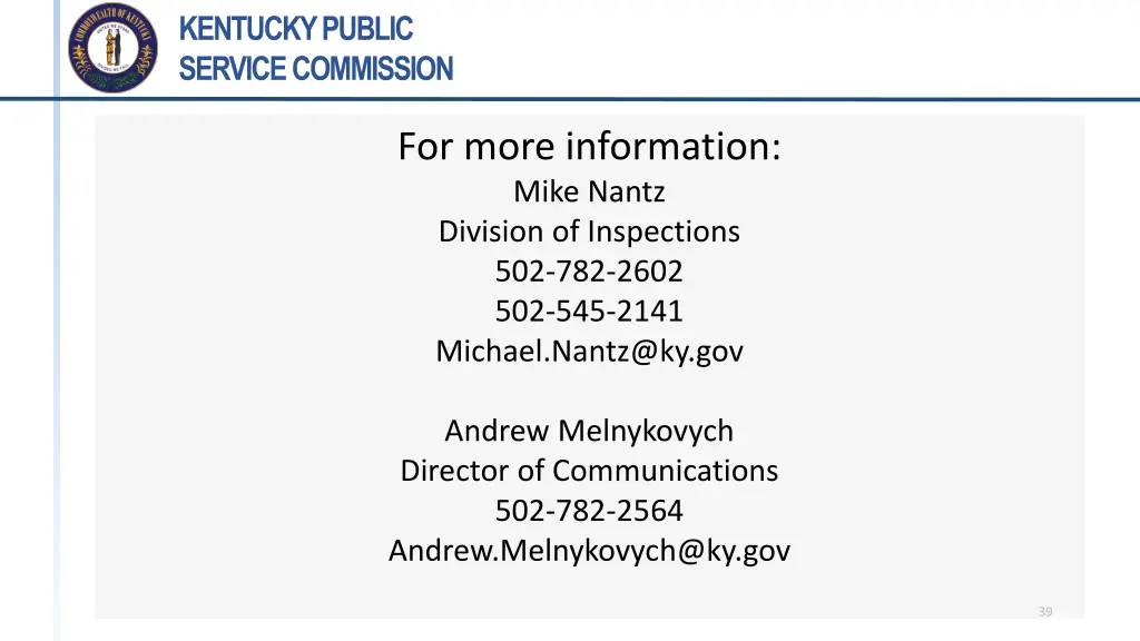 kentucky public service commission 38