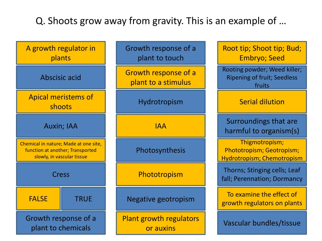 q shoots grow away from gravity this