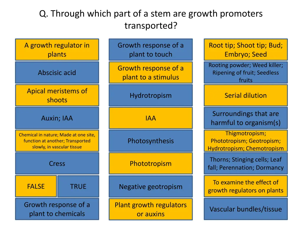 q through which part of a stem are growth