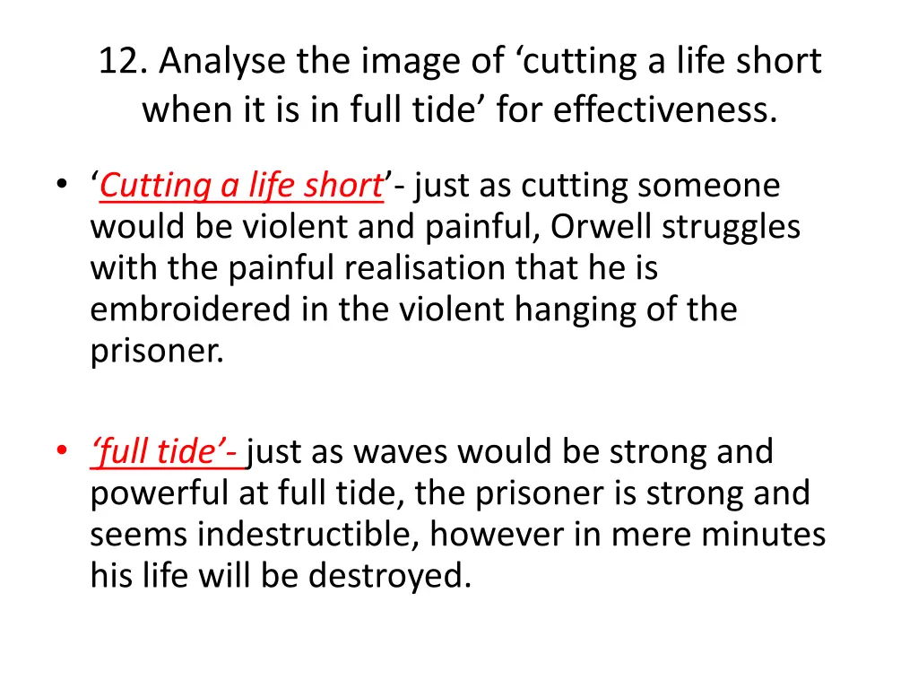 12 analyse the image of cutting a life short when