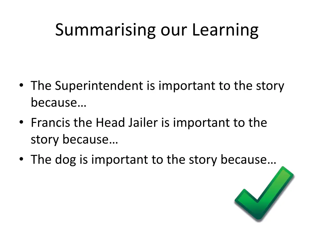 summarising our learning 1