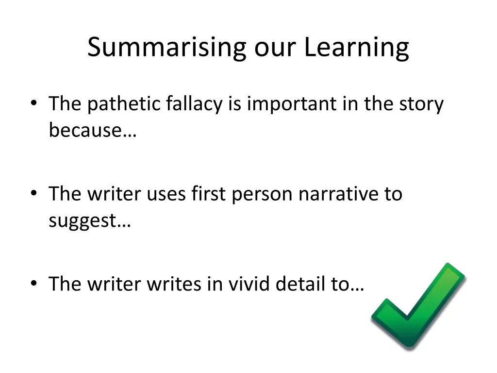 summarising our learning