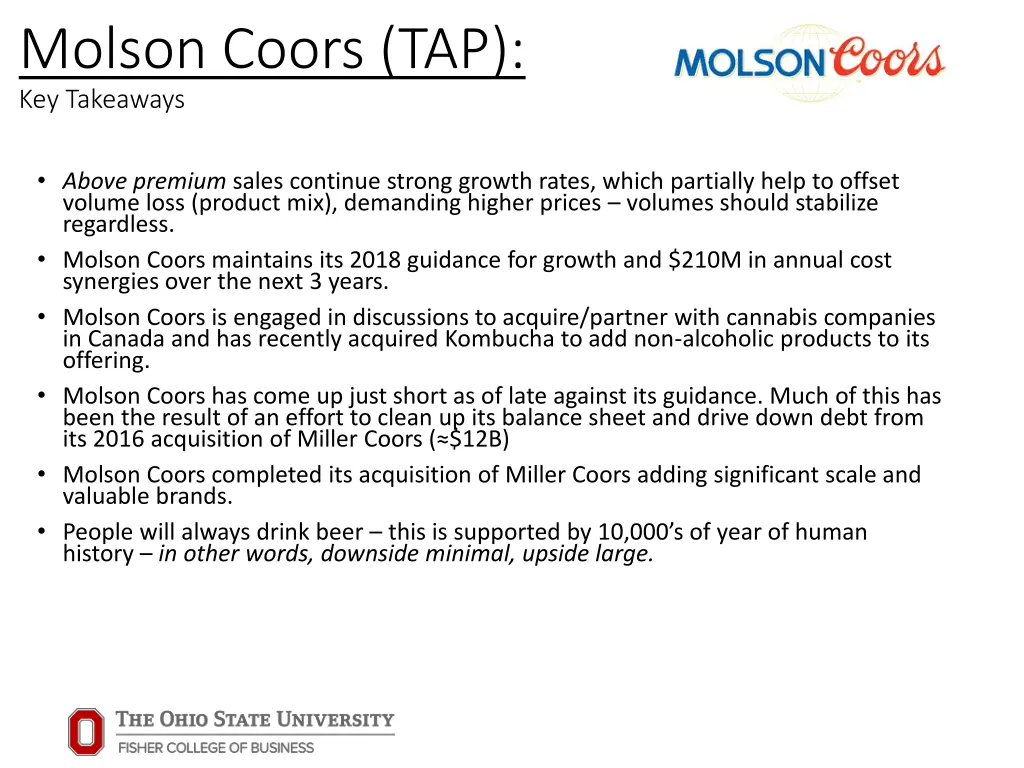 molson coors tap key takeaways