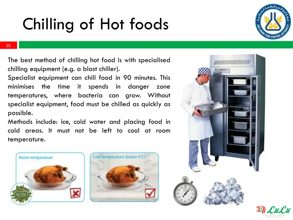 chilling of hot foods