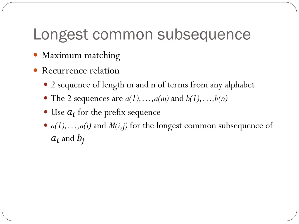 longest common subsequence