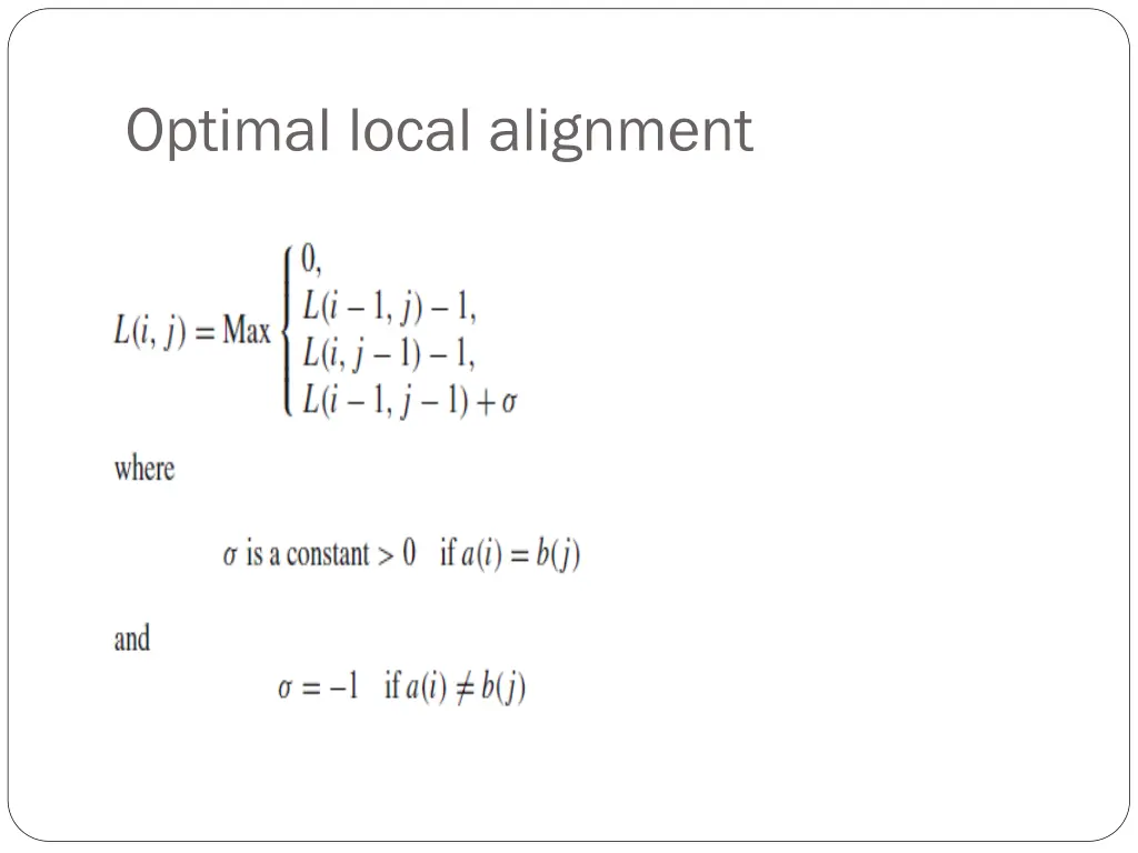 optimal local alignment 1