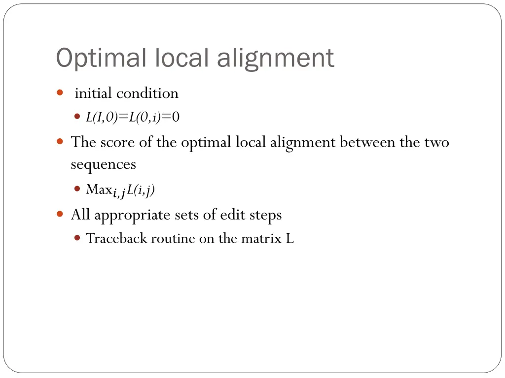 optimal local alignment 2