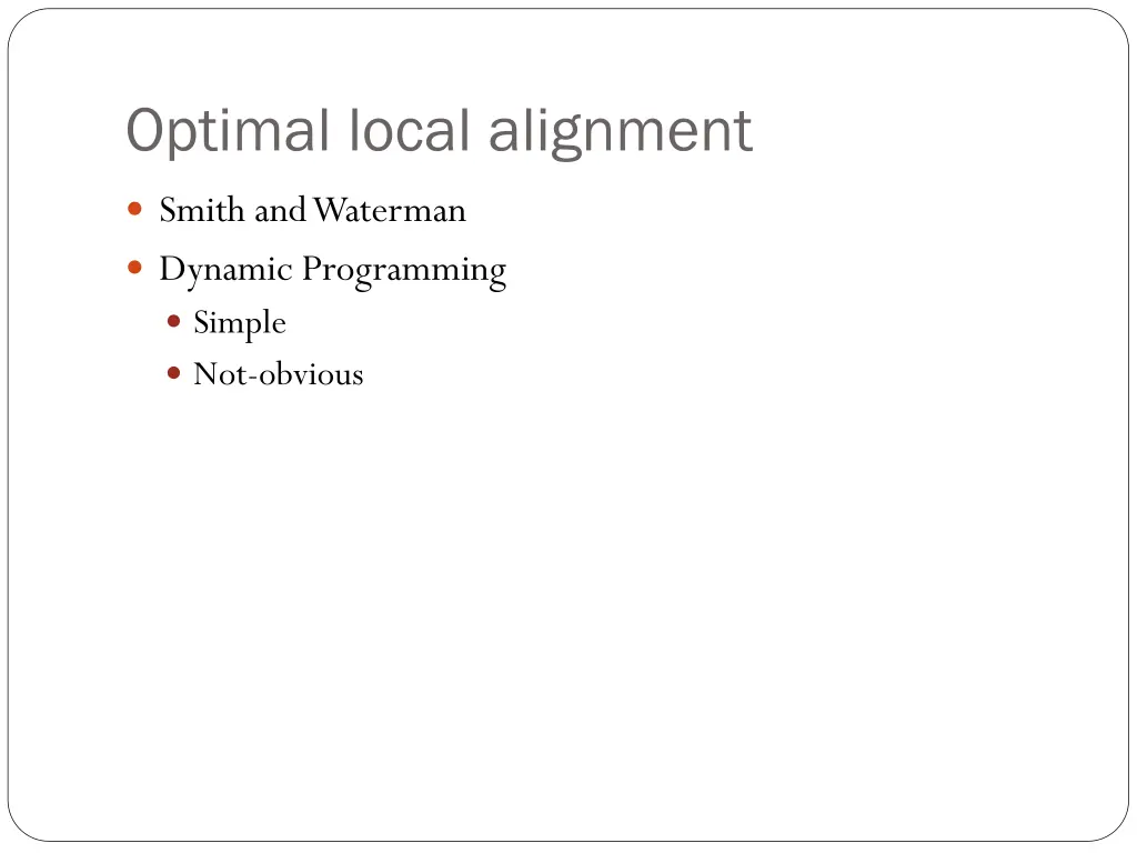 optimal local alignment