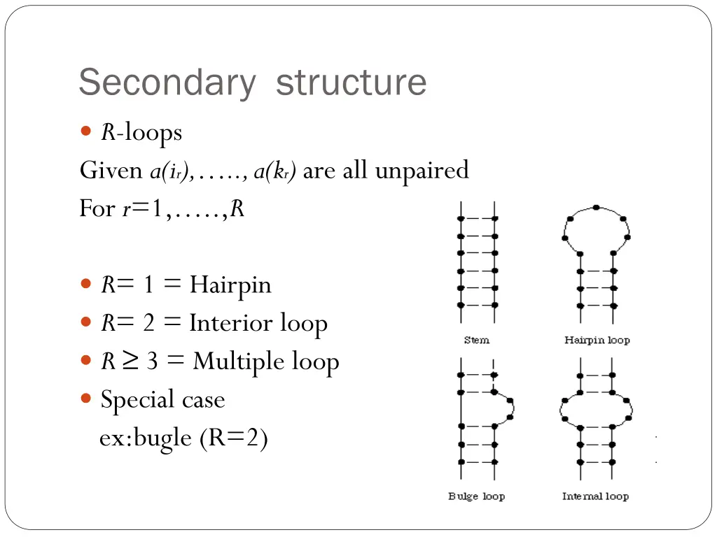 secondary structure r loops given 1