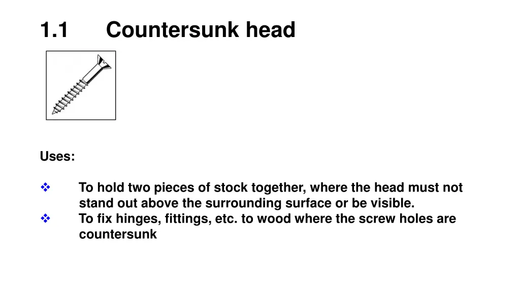 1 1 countersunk head