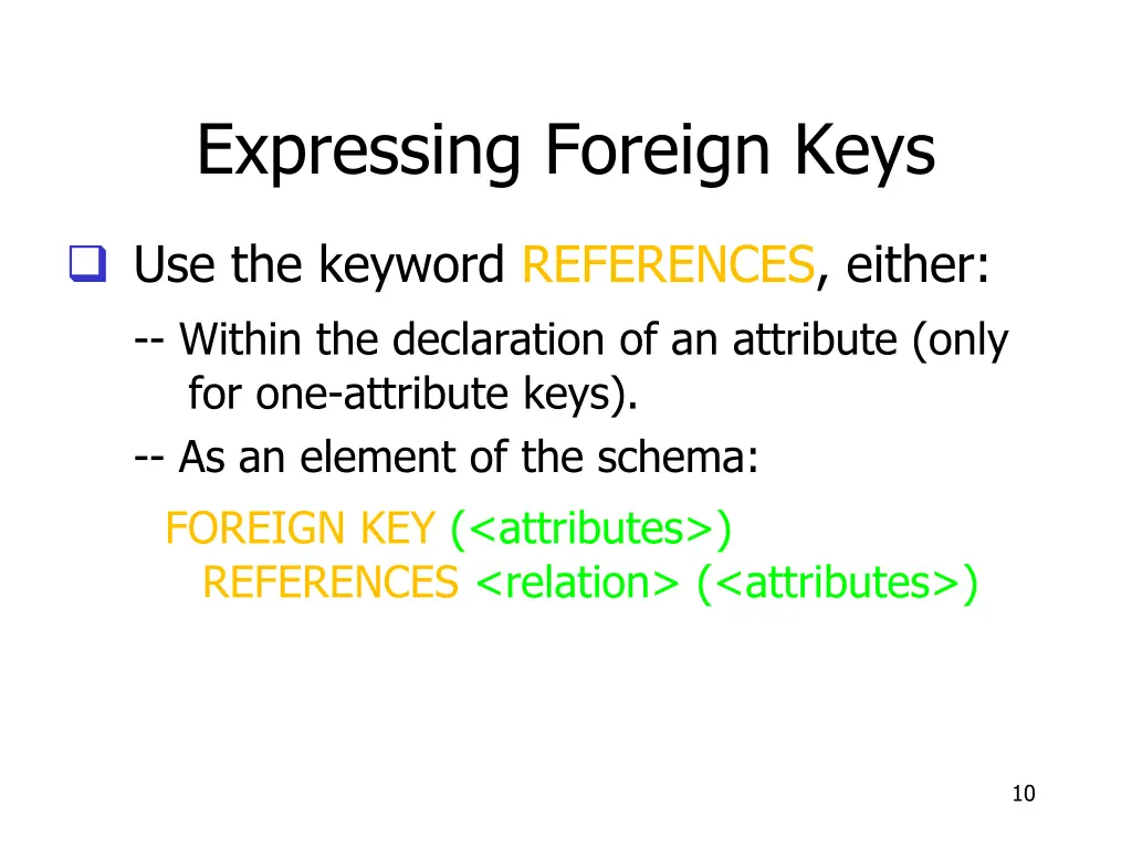 expressing foreign keys