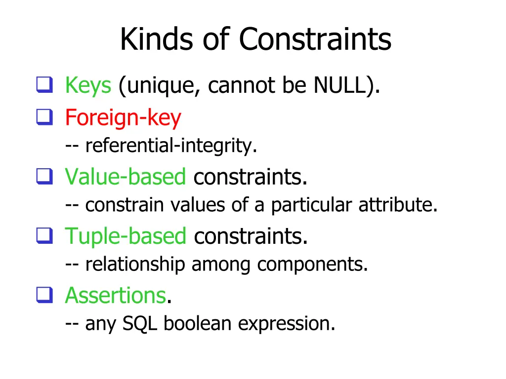 kinds of constraints 1