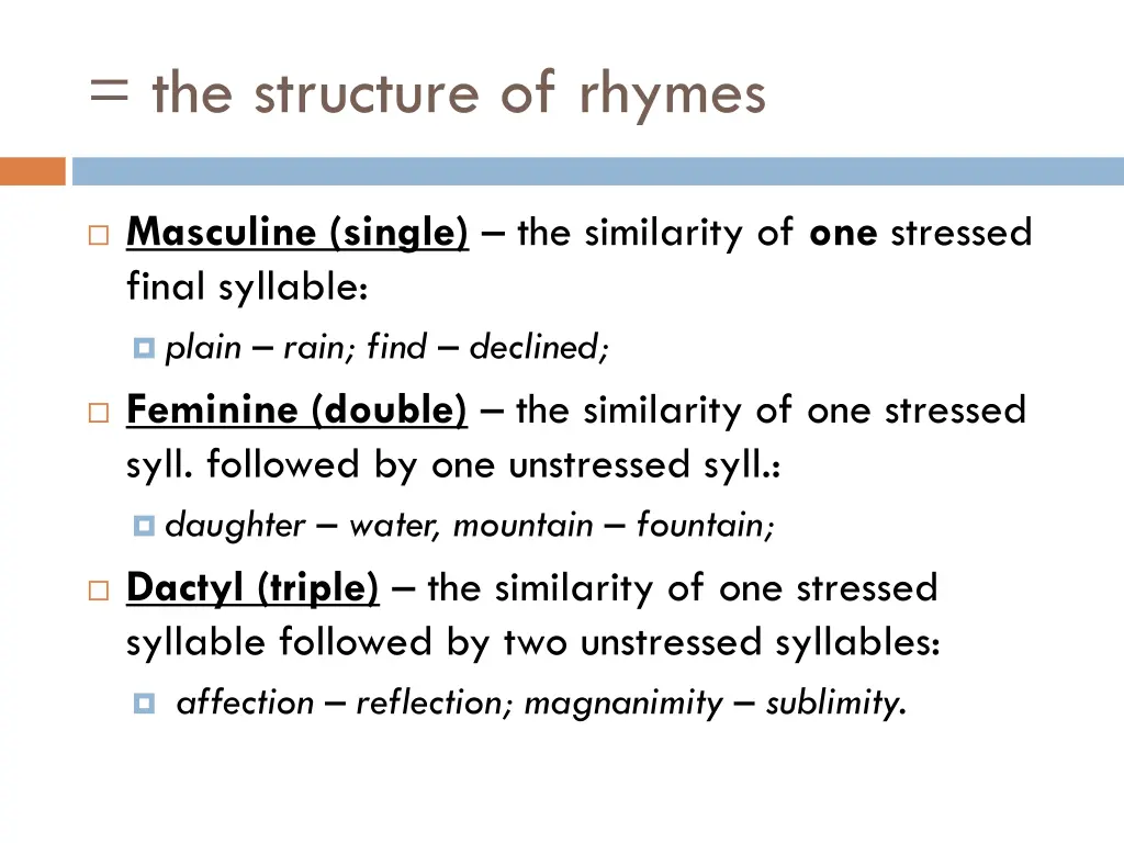 the structure of rhymes