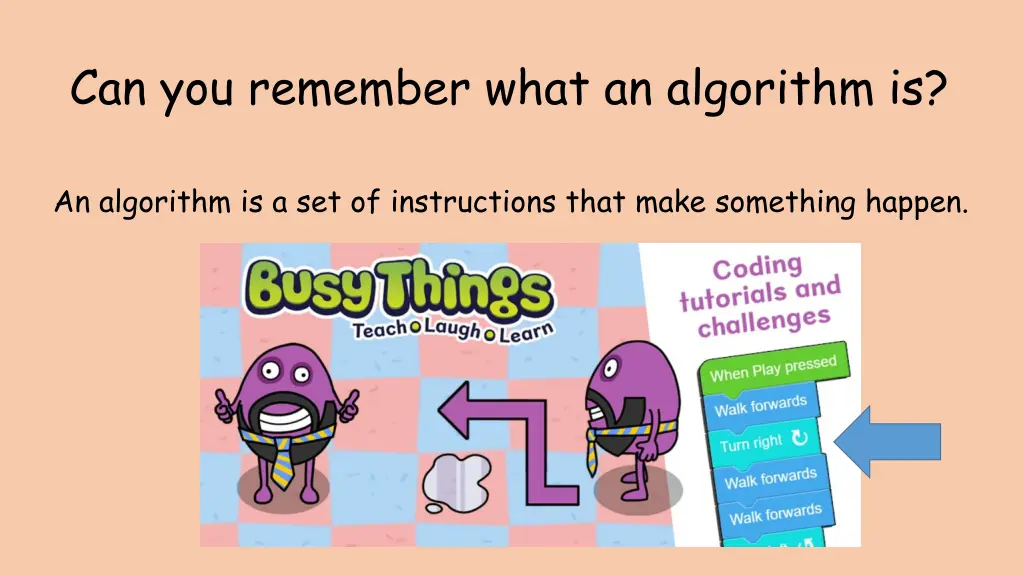 can you remember what an algorithm is