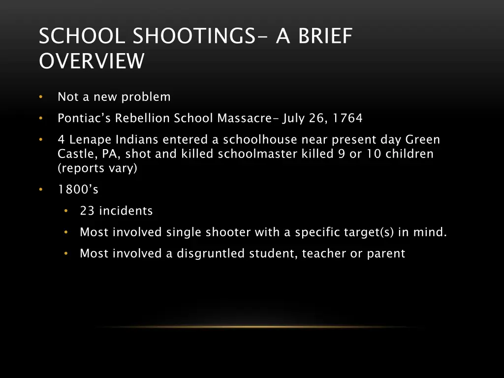 school shootings a brief overview