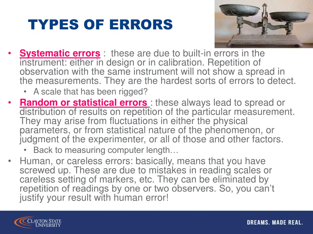 types of errors