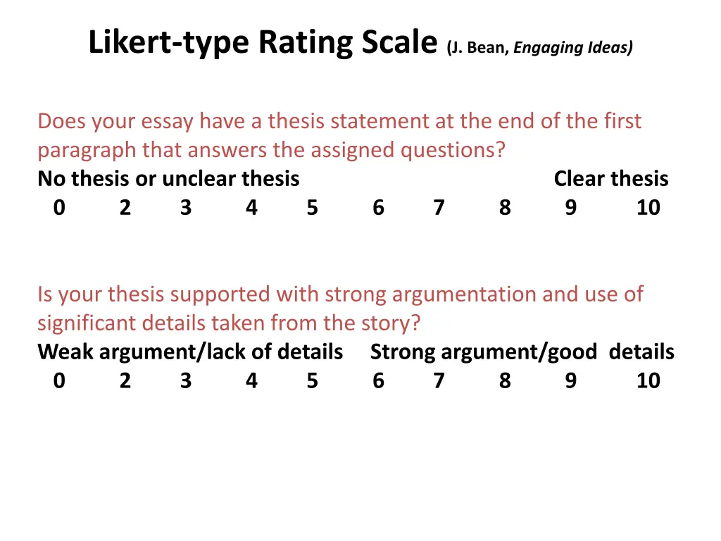 likert type rating scale j bean engaging ideas