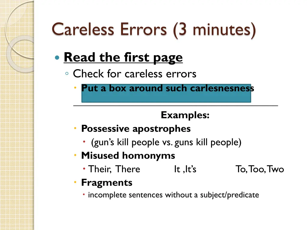 careless errors 3 minutes