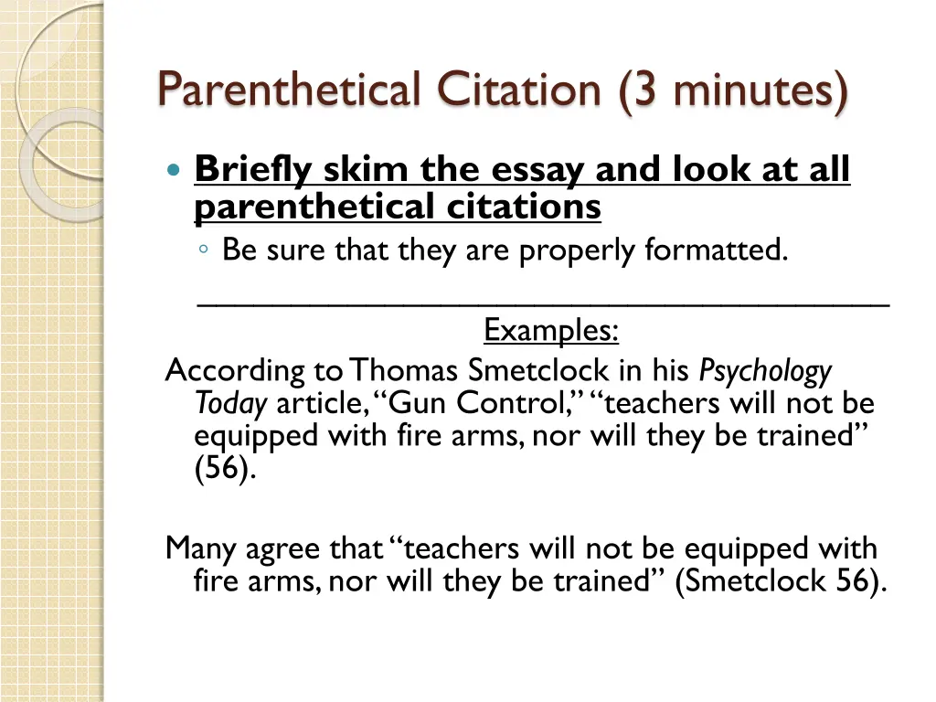 parenthetical citation 3 minutes