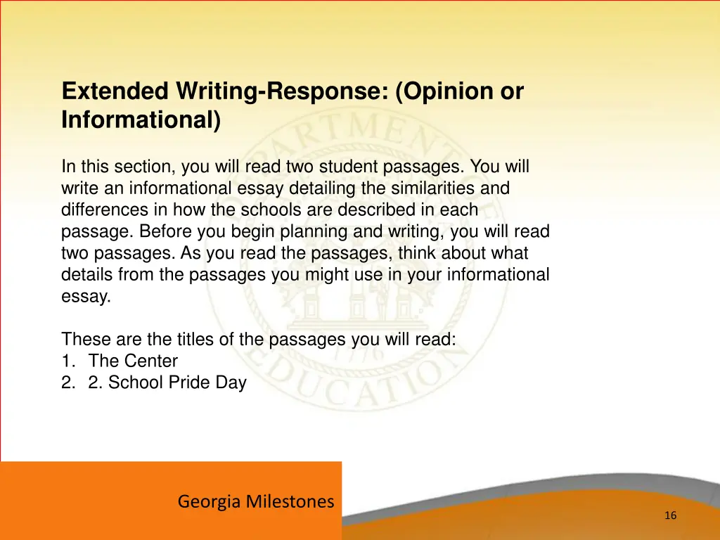 extended writing response opinion or informational