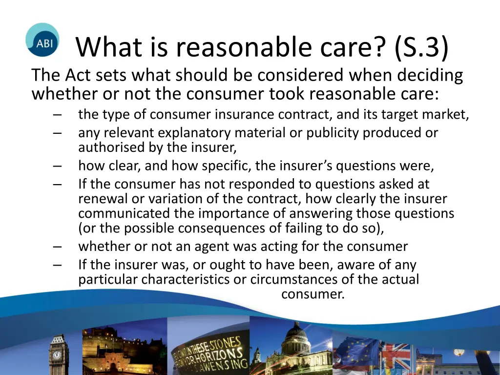 what is reasonable care s 3 the act sets what