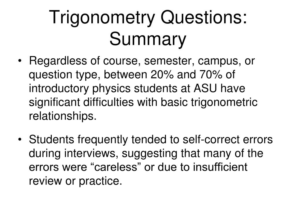 trigonometry questions summary regardless