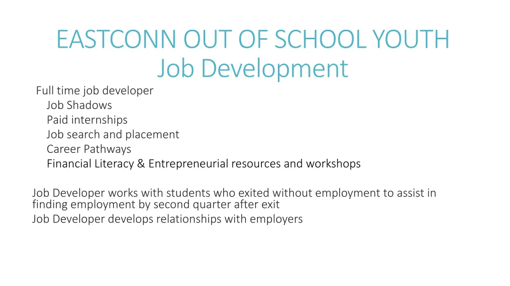 eastconn out of school youth job development full