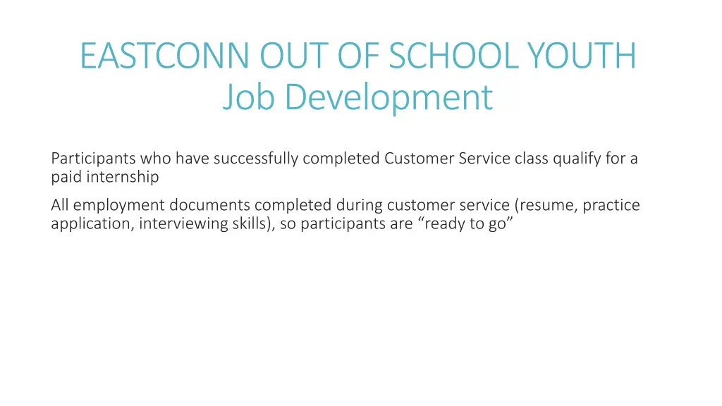 eastconn out of school youth job development