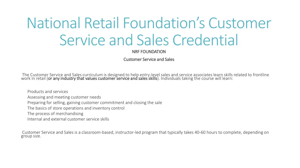 national retail foundation s customer service