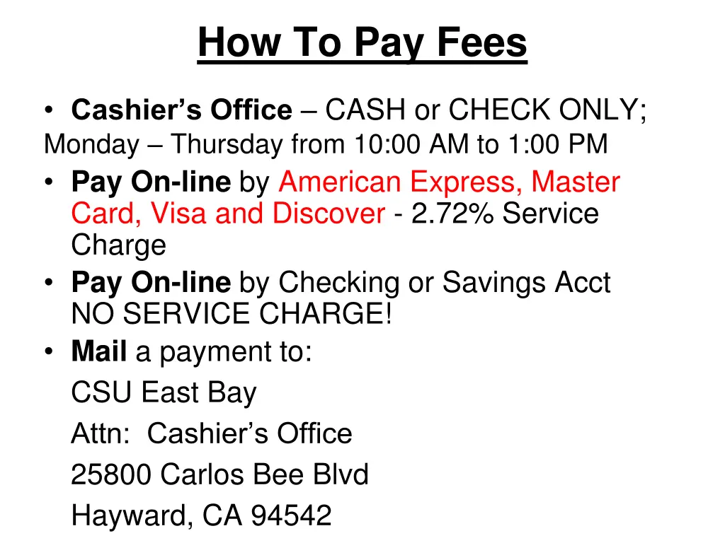 how to pay fees