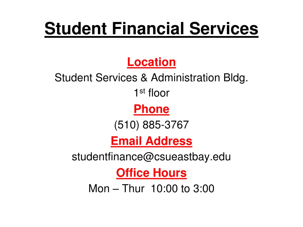 student financial services