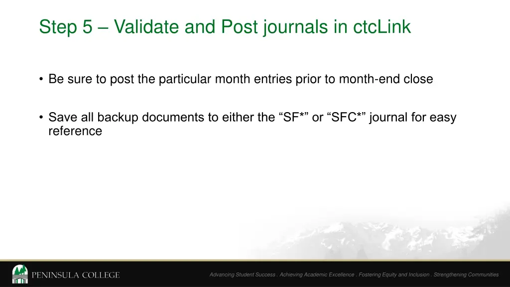 step 5 validate and post journals in ctclink