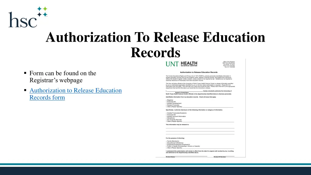 authorization to release education records