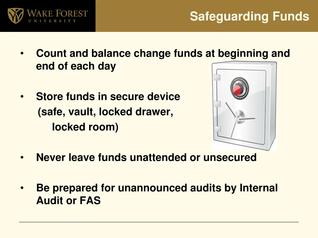 safeguarding funds