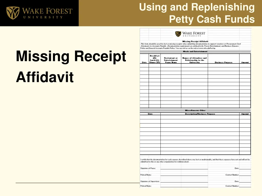 using and replenishing petty cash funds 1