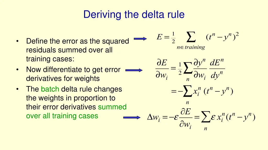 deriving the delta rule