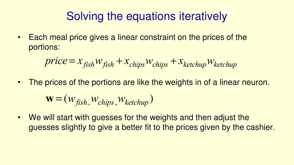 solving the equations iteratively