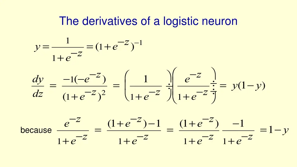 the derivatives of a logistic neuron 1